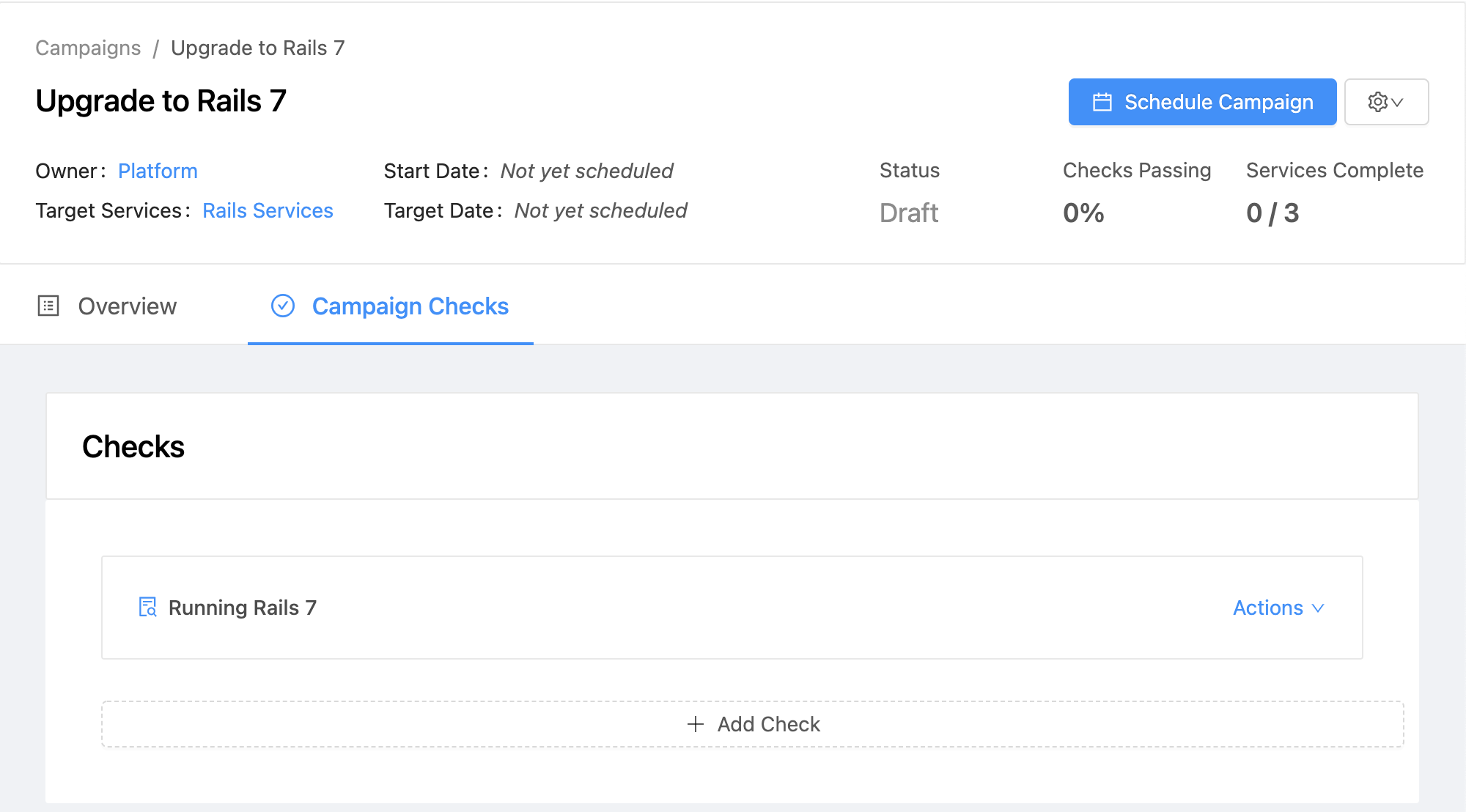 Campaign checks tab in campaign page