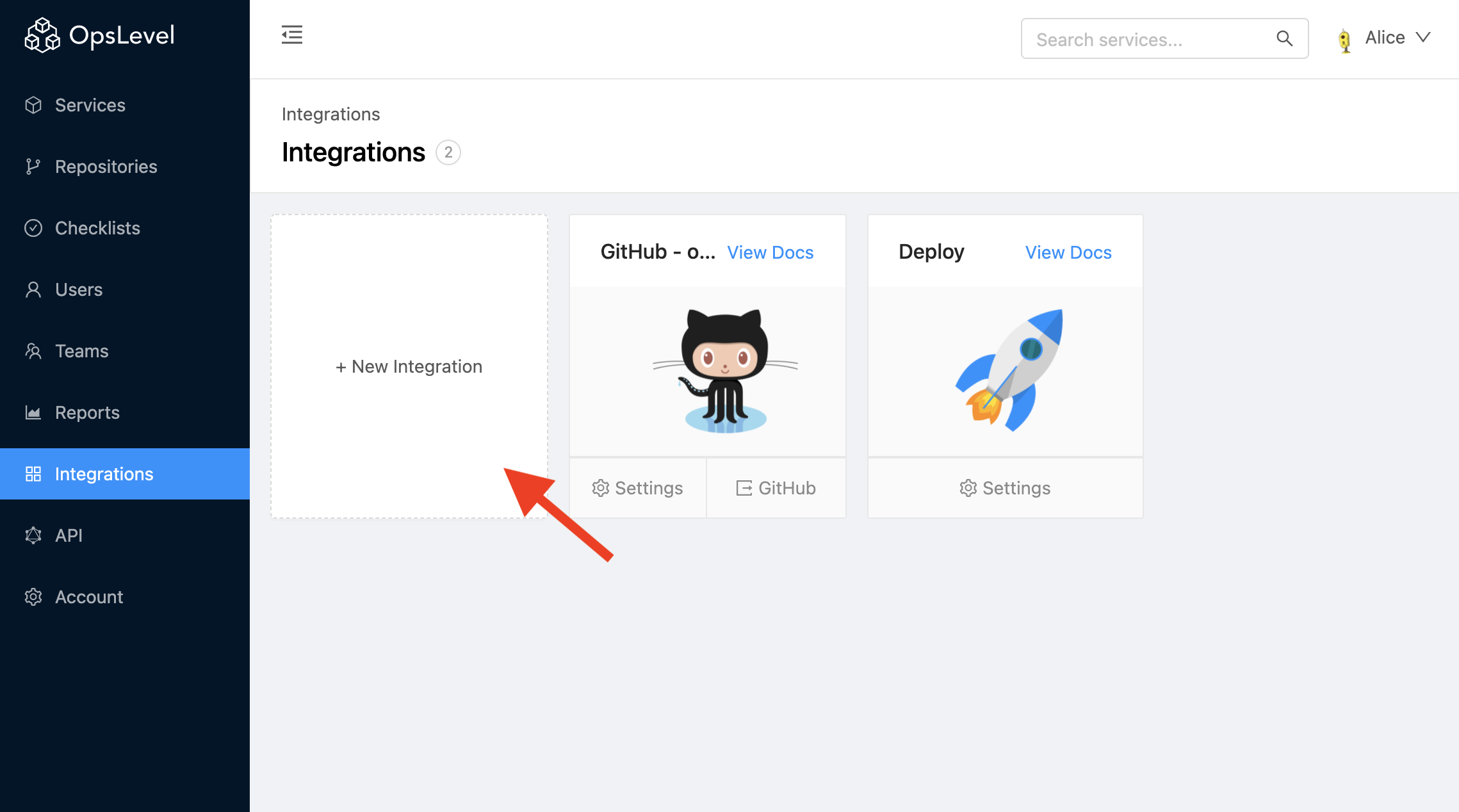 Integrations page