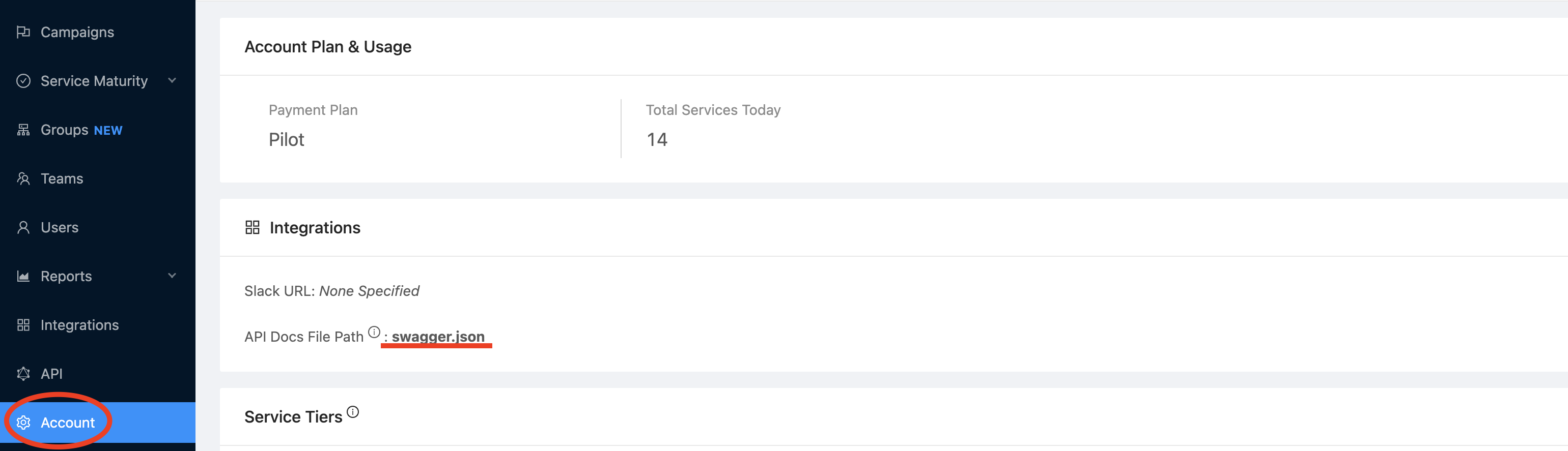 API Docs Default Path