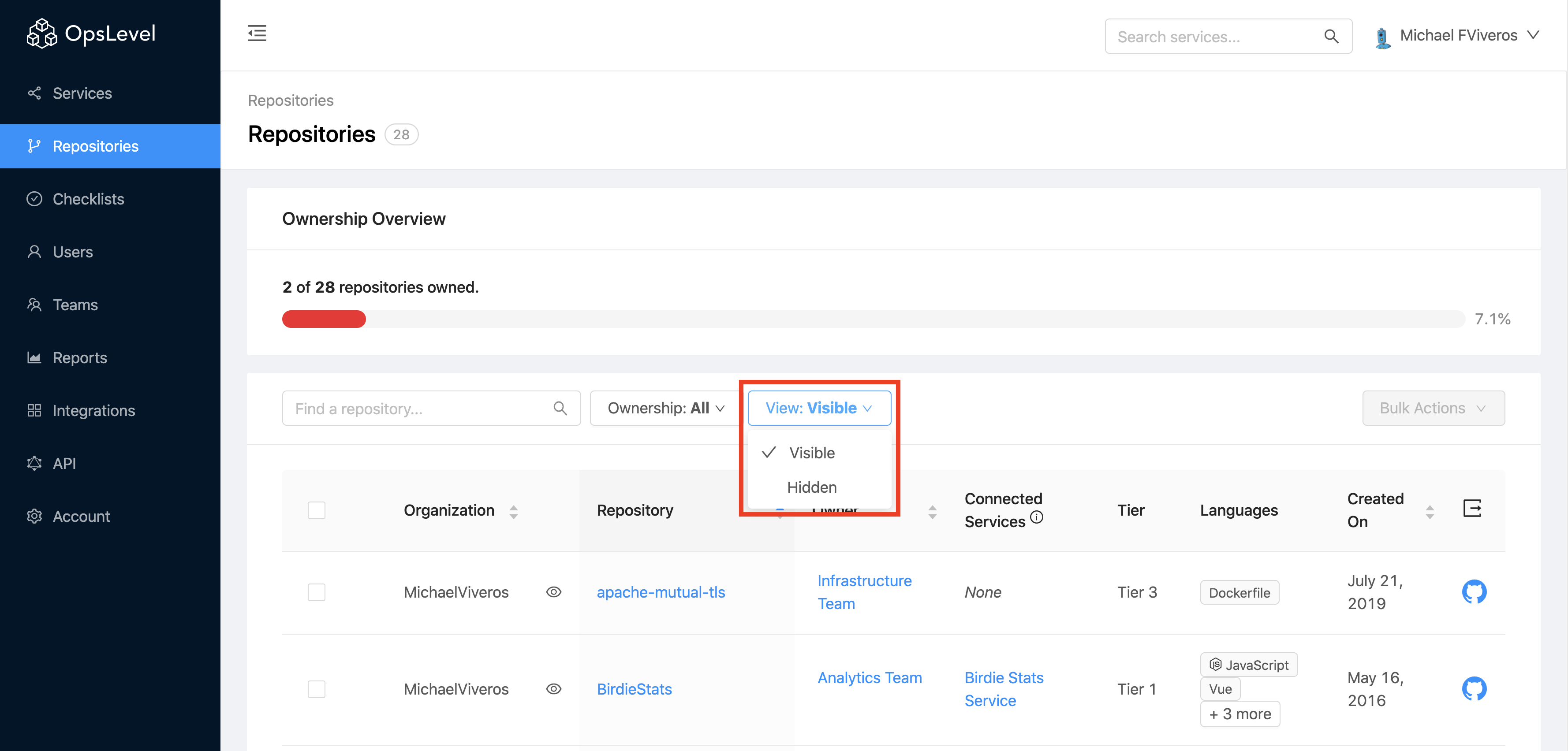 Repository Visibility Filter